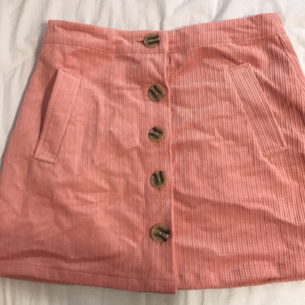 Pink suede skirt